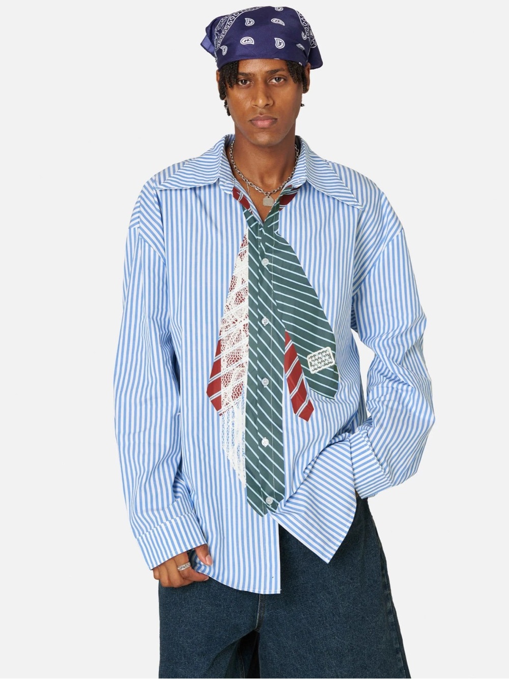 Aelfric Eden NWOT Necktie Graphic Stripe Long Sleeve Shirt